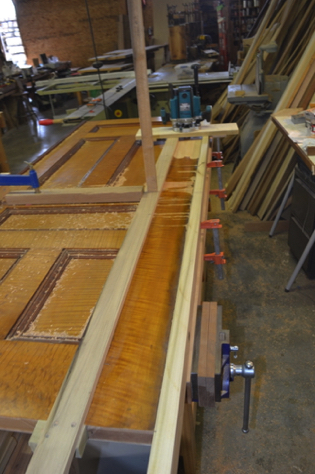 Routing out the old veneer. Routing out the old veneer.